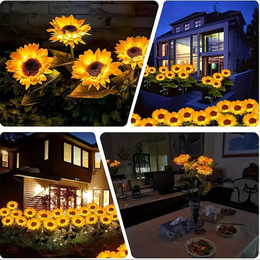 Perfecsy 1pc sunflower solar LED light warm white outdoor decor for garden patio lawn yard on Tampa Home & Garden Store