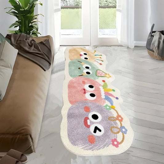 VIKAMA cute cartoon carpet long rug with colorful animal faces, living room hallway runner on Tampa Home & Garden Store