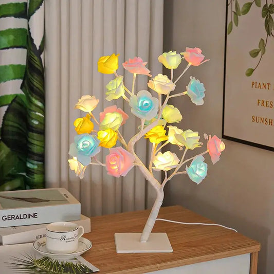 108LED Rose String Table Lamp USB Night Light Moktan Sabai pastel roses on white tree on Tampa Home & Garden Store