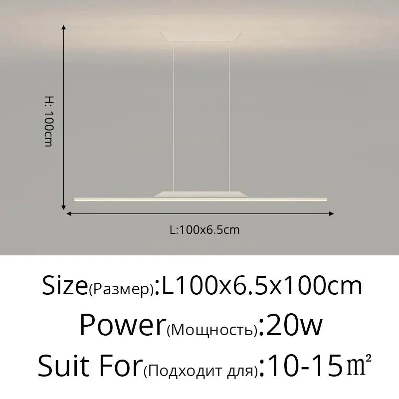 DecorBites LED pendant lamp, minimalist slim white bar, ceiling-hung 20W for dining room decor on Tampa Home & Garden Store