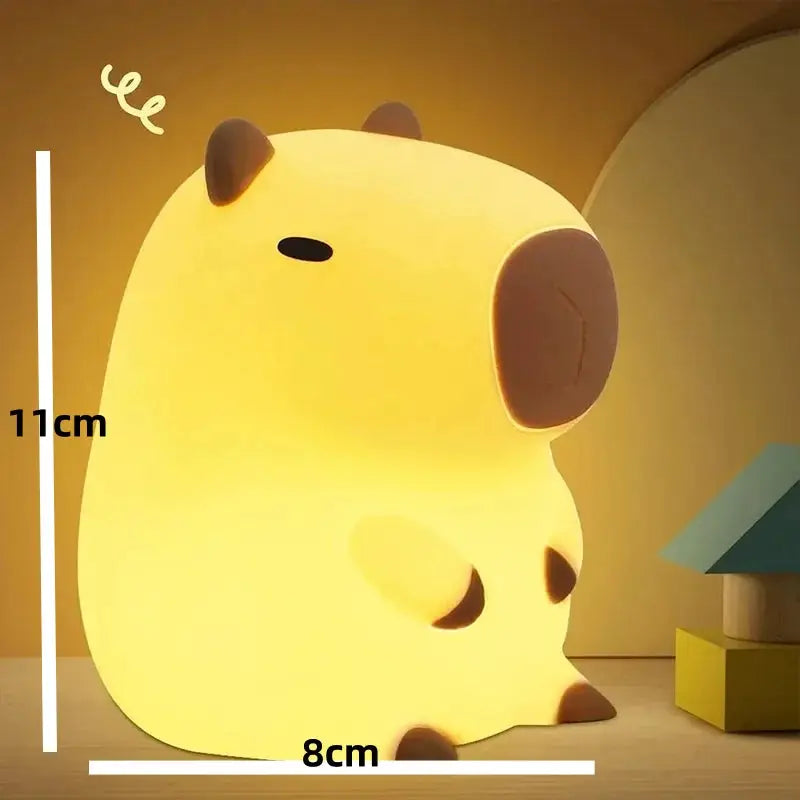 Cute Capybara night light silicone LED lamp, warm yellow glow, 11x8 cm, Moktan Sabai on Tampa Home & Garden Store
