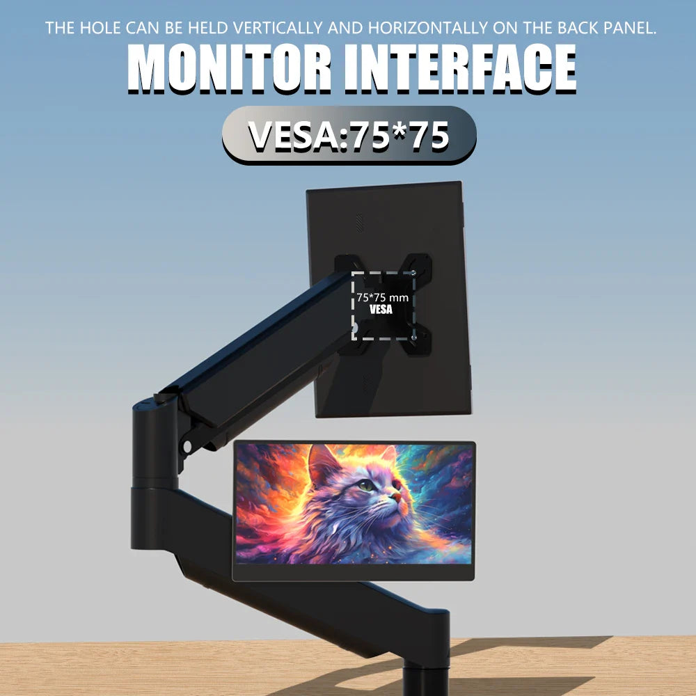 14-inch portable monitor on a black adjustable arm with VESA 75x75 mount, 1366x768 TN, 60 Hz on Tampa Home & Garden Store