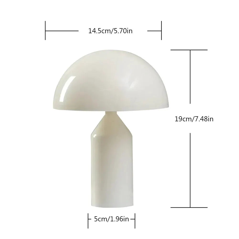 Mushroom LED Table Lamp Moktan Sabai, white domed cap with cylindrical base, touch dimming on Tampa Home & Garden Store