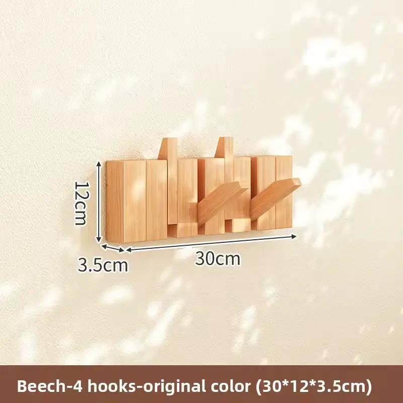 Wooden piano coat rack with 4 beech hooks, wall mounted by Moktan Sabai in original color on Tampa Home & Garden Store