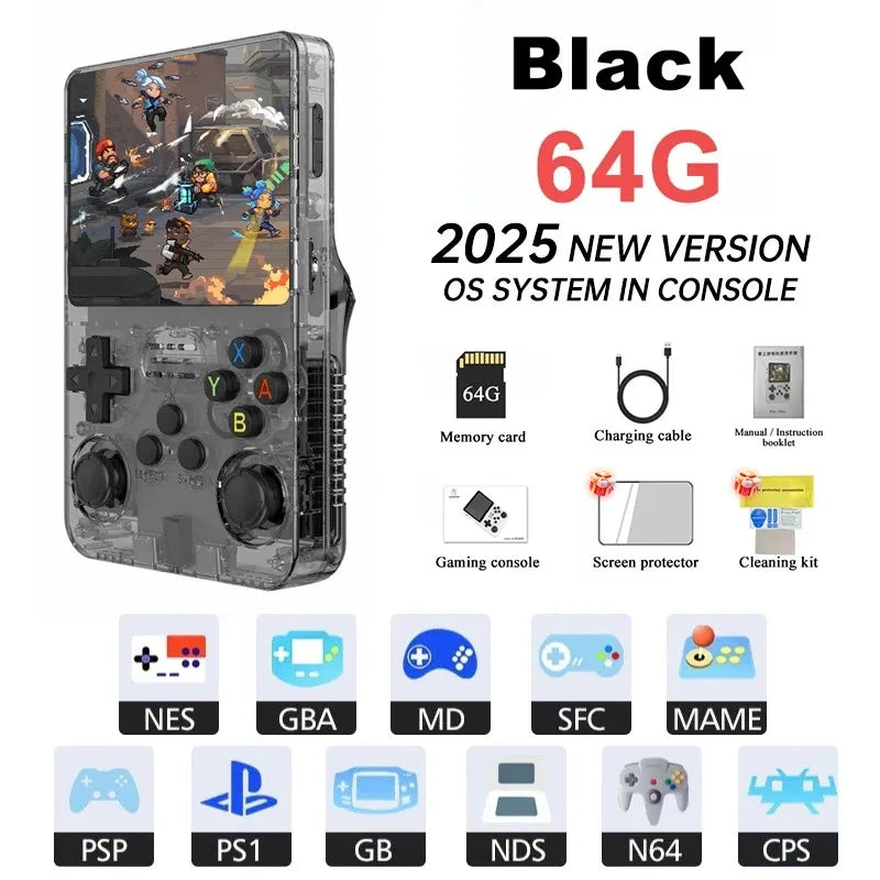 Mini R36S Retro Handheld Console FLIPSTYLEZLLC black shell 64G memory; charger on Tampa Home & Garden Store