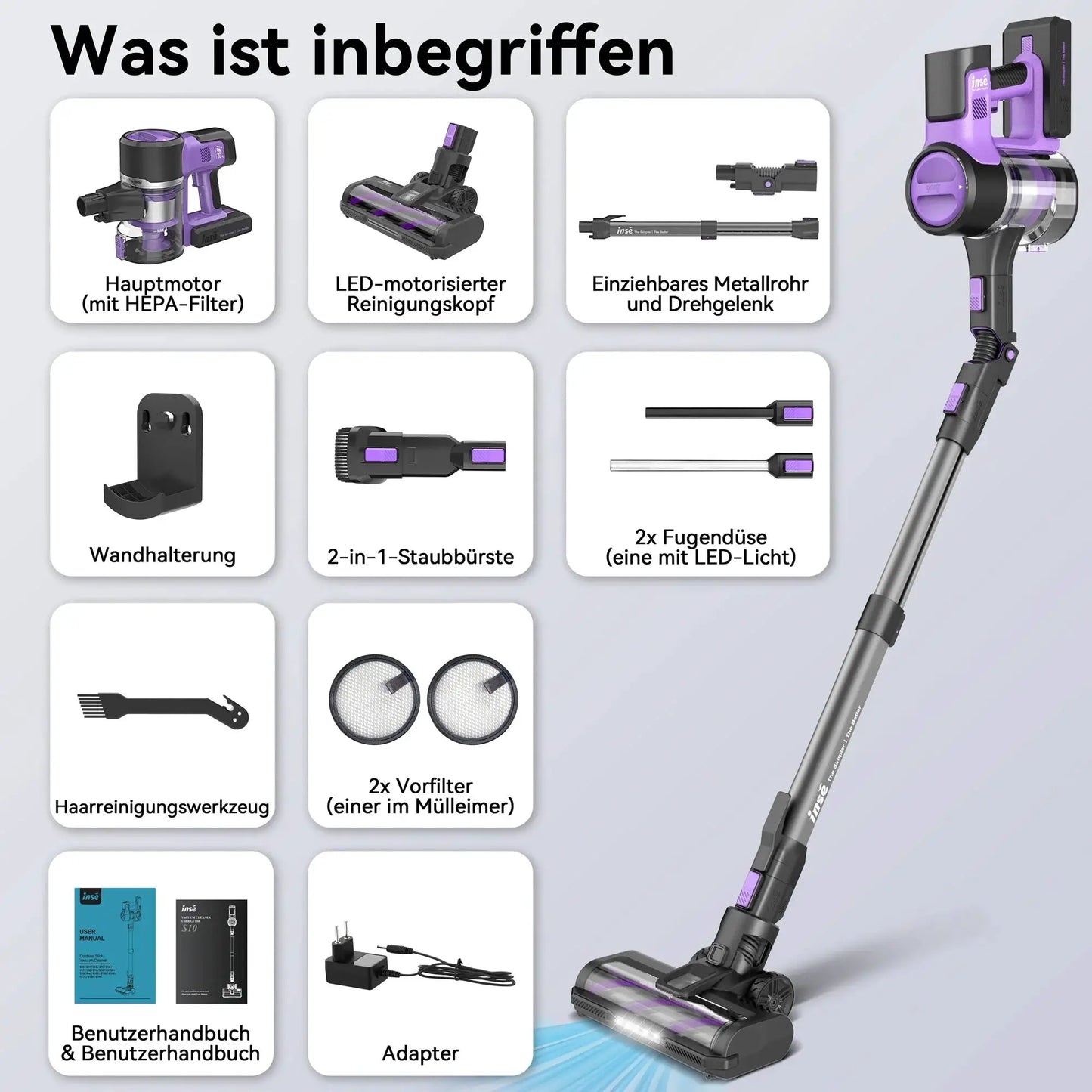 6 in 1 Cordless Stick Vacuum Cleaner 45KPa Powerful Suction 50 Min Runtime - Tampa Home & Garden Store