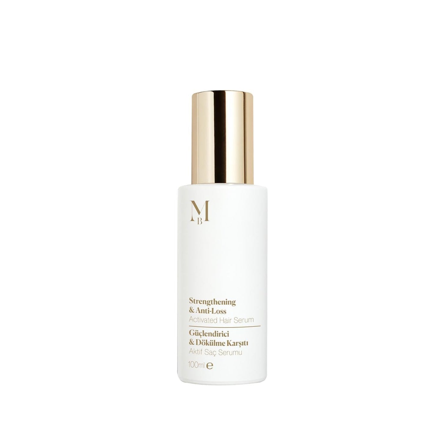 Misbahçe Strengthening & Anti-Hair Loss Active Hair Serum bottle, white with gold cap, 100ml on Tampa Home & Garden Store