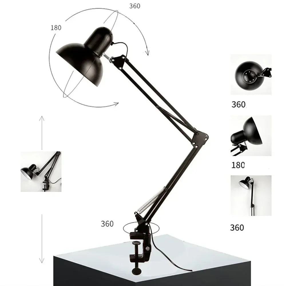 Flexible LED Desk Lamp Adjustable Metal Reading Light for Home Office Study Table