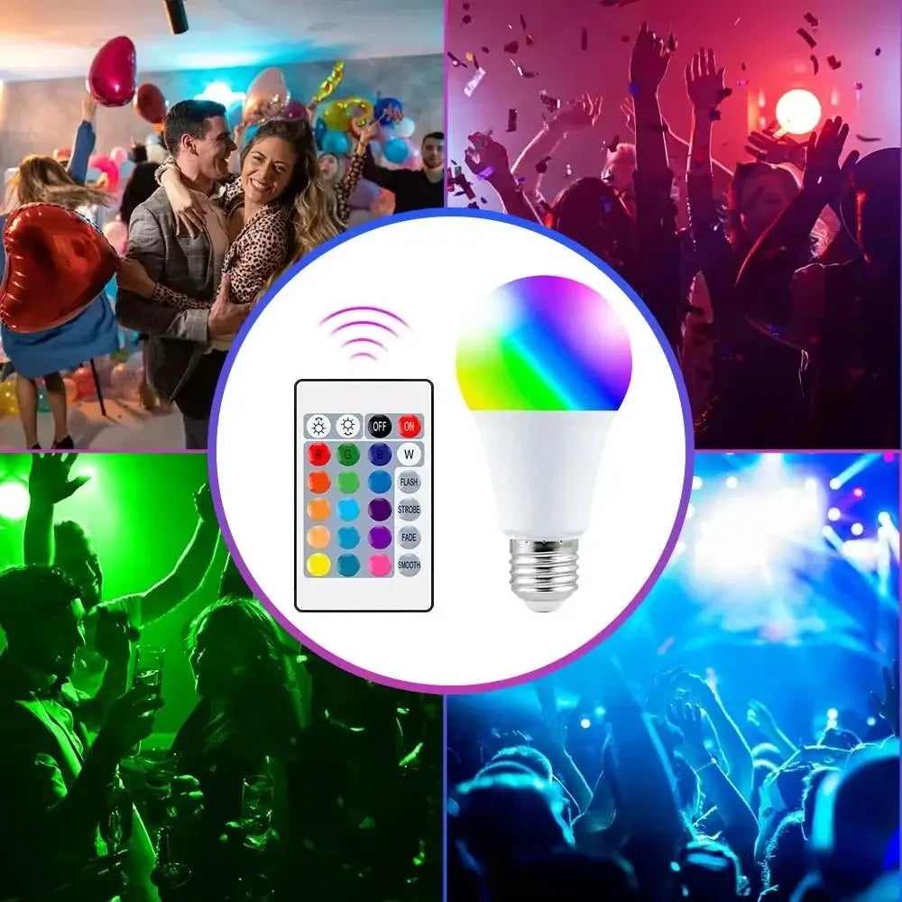 RGB LED Smart Bulb E27 with remote control, 16 color options, Moktan Sabai on Tampa Home & Garden Store