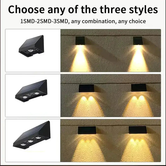 Solar Wall Light LED Lamp Moktan Sabai; black waterproof outdoor wall light with 3 styles on Tampa Home & Garden Store