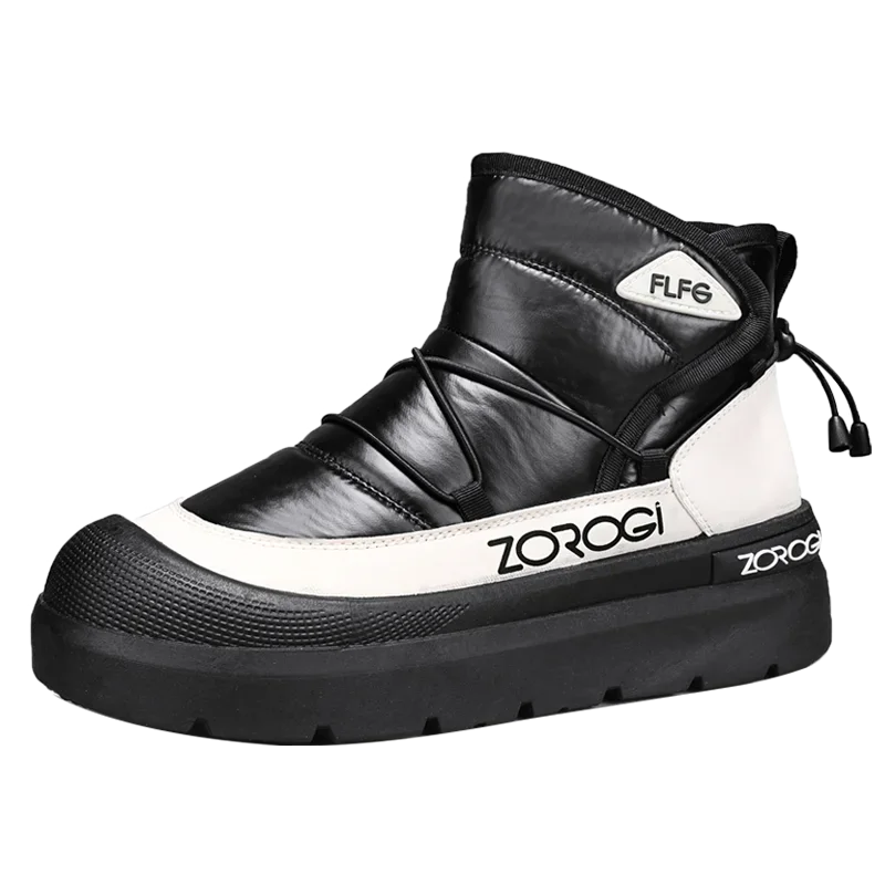 Mens Winter Ankle Boots by ZOROGI in black and white with rugged sole, warm durable outdoor shoes on Tampa Home & Garden Store