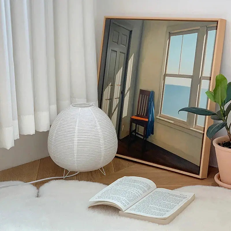 Nordic LED table lamp white spherical shade with tripod legs, Moktan Sabai brand bedside light on Tampa Home & Garden Store