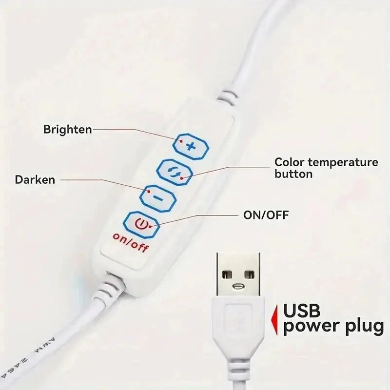 Nordic Mushroom Lamp white control with blue brightness and color-temp buttons, USB plug on Tampa Home & Garden Store