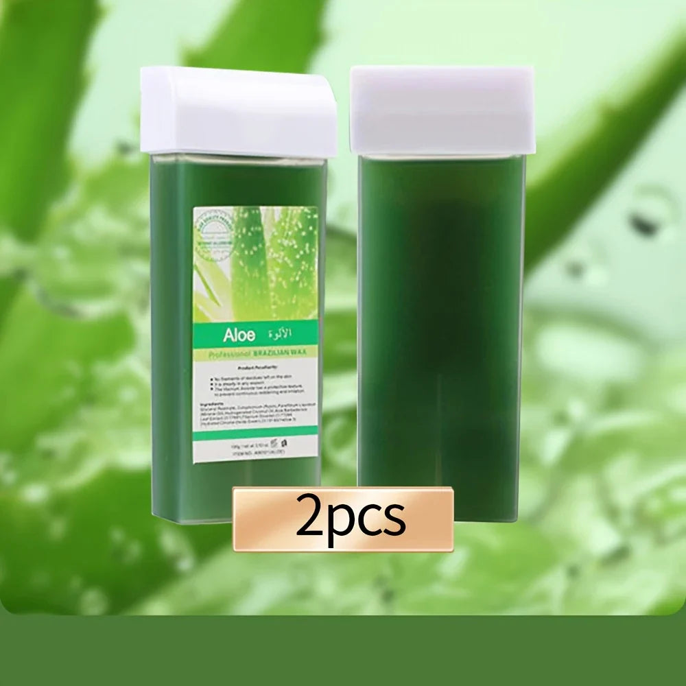 Wax cartridge depilatory set green bottles with white caps Aloe label 2pcs on Tampa Home & Garden Store
