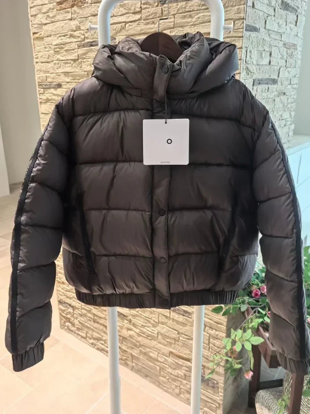 Women’s black hooded puffer jacket by UpTrend Deals, thick warm padded coat on Tampa Home & Garden Store