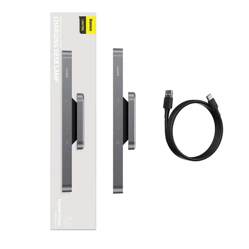 Magnetic hanging desk lamps with rechargeable LED, Baseus gray finish, USB-C cable on Tampa Home & Garden Store