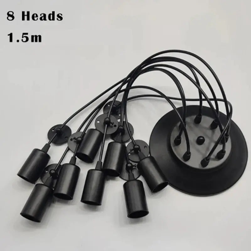 Spider Chandelier Eight-Head Pendant Light E27 in black metal by Moktan Sabai on Tampa Home & Garden Store