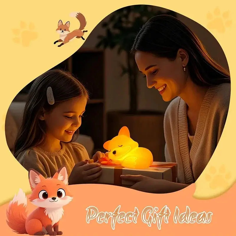 FoxyGlow squishy fox night light USB rechargeable warm amber glow for nursery decor on Tampa Home & Garden Store