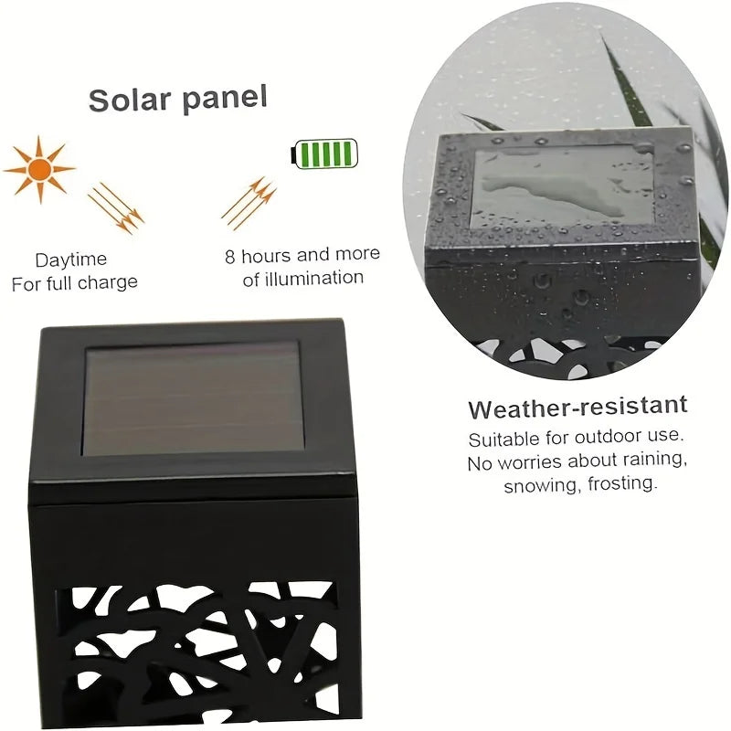 6-pack black metal solar garden stake lights LED outdoor lamps Weatherproof landscape lighting on Tampa Home & Garden Store