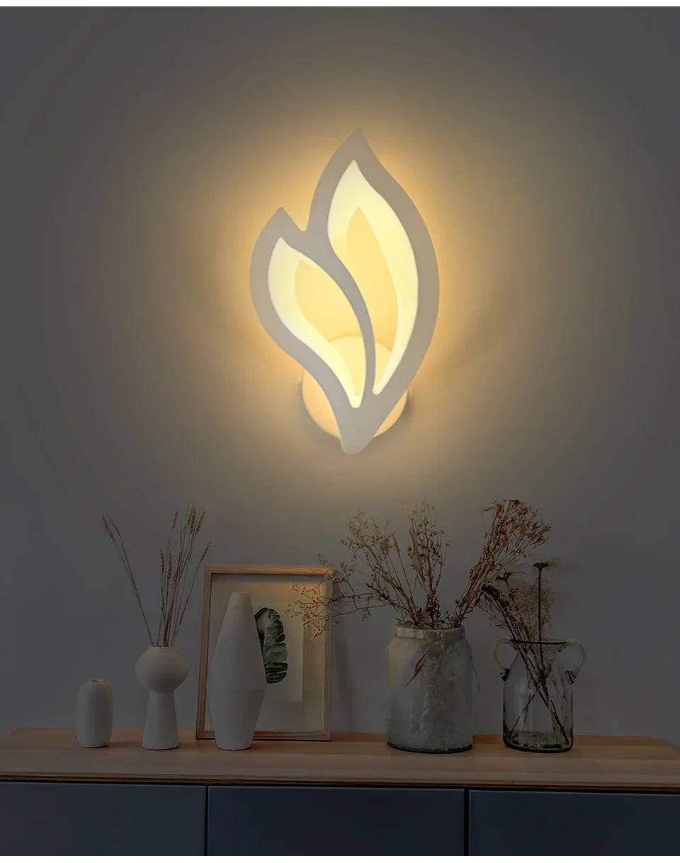 Leaf-shaped white LED wall lamp by Moktan Sabai for living room and bedside on Tampa Home & Garden Store