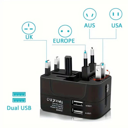 Universal AC Power Adapter EU US Plug Converter Dual USB Travel Charger - Tampa Home & Garden Store