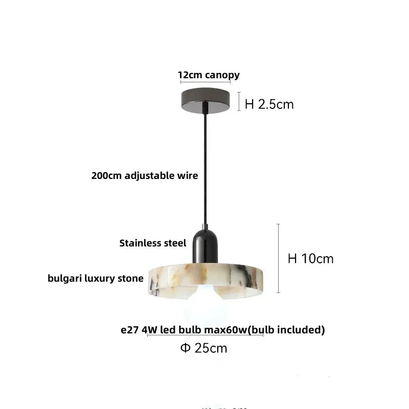 DecorBites LED pendant lamp with Bulgari stone globe and 200cm adjustable wire on Tampa Home & Garden Store