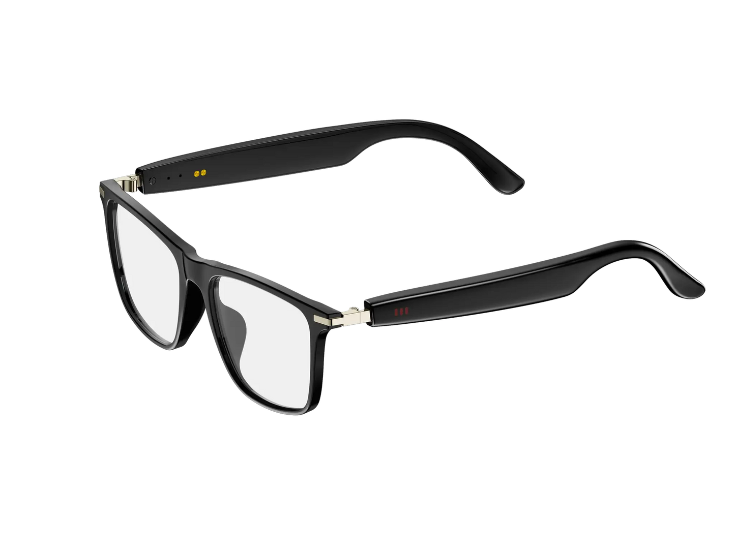 Smart Glasses Bluetooth polarized sunglasses with black frame and gold hinges on Tampa Home & Garden Store