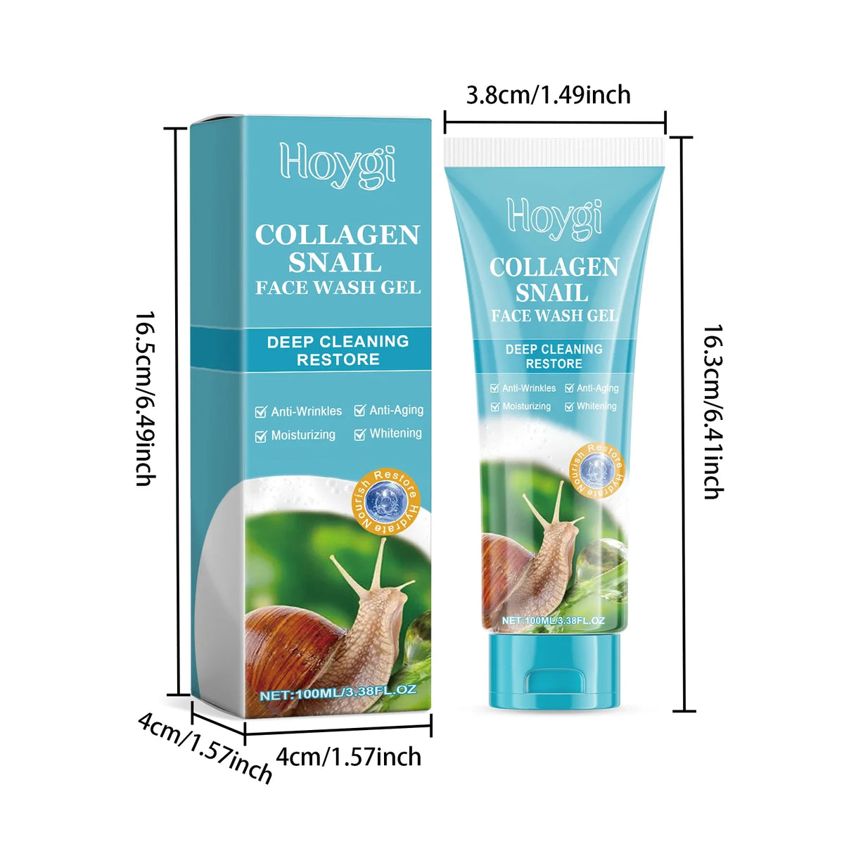 Silcy Skin Collagen Snail Face Wash Gel in turquoise box and tube, deep cleansing restore on Tampa Home & Garden Store