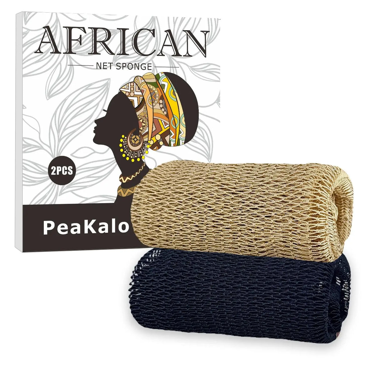 PeaKalo African Net Sponge exfoliating loofah set beige navy black by Silcy Skin on Tampa Home & Garden Store