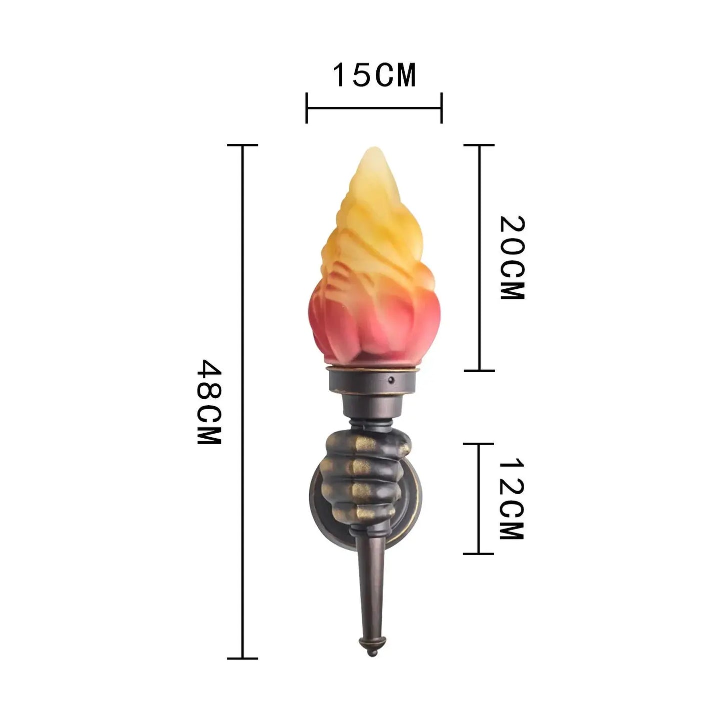 Rustic outdoor wall light Moktan Sabai with gradient LED flame lamp in bronze metal on Tampa Home & Garden Store