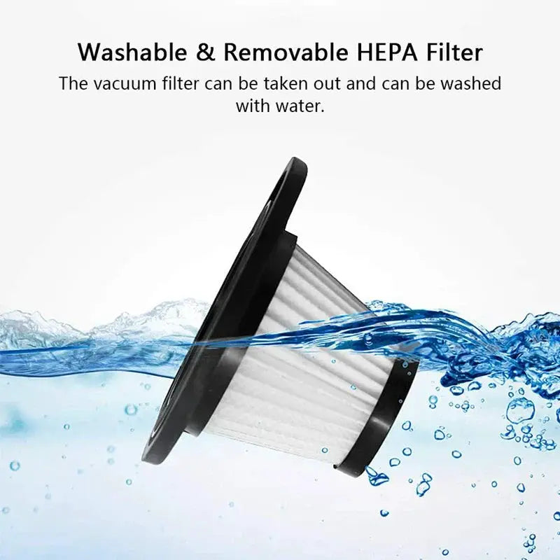 Cordless handheld vacuum with washable HEPA filter and black frame on Tampa Home & Garden Store