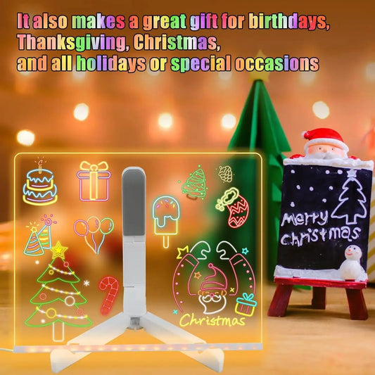 LED kids message board toy drawing tablet by Moktan Sabai with neon colorful drawings on Tampa Home & Garden Store