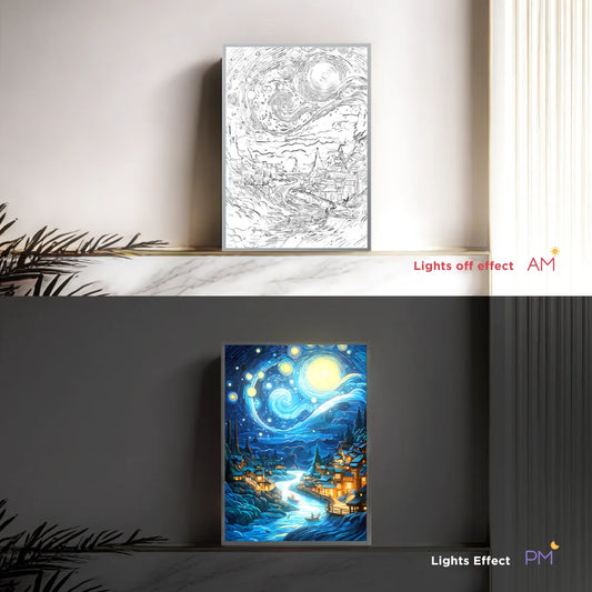 Starry Night LED Art Lamp 3D Night Light Van Gogh Style Aesthetic Room Decor - Tampa Home & Garden Store