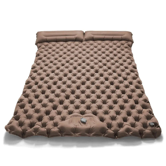 Outdoor double inflatable sleeping pad Moktan Sabai, brown tufted surface, extra wide on Tampa Home & Garden Store