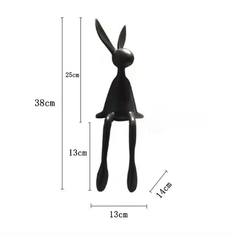 Perfecsy black rabbit statue, abstract art sculpture for living room decor, 38 cm tall on Tampa Home & Garden Store