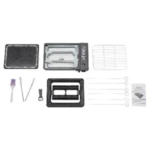Moktan Sabai portable butane camping stove set with grill grate, wire racks and skewers on Tampa Home & Garden Store