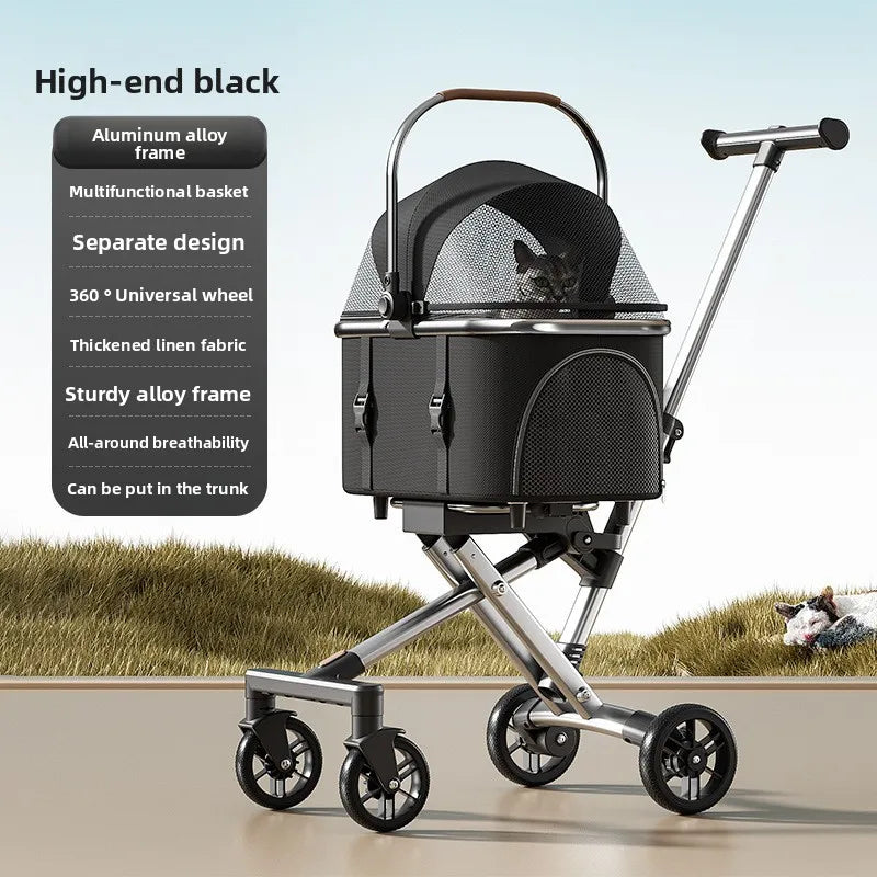 Pet Zen 3-in-1 Pet Stroller with carrier for dogs and cats up to 20 lbs black aluminum frame on Tampa Home & Garden Store