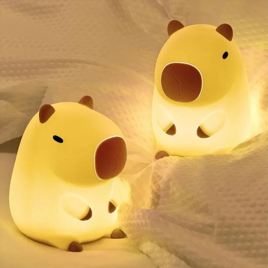 Cute Capybara Night Light Silicone LED Bedside Lamp Cartoon Sleep Decor Gift - Tampa Home & Garden Store
