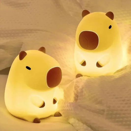 Cute Capybara Night Light silicone LED lamp warm yellow glow Moktan Sabai 2-pack on Tampa Home & Garden Store