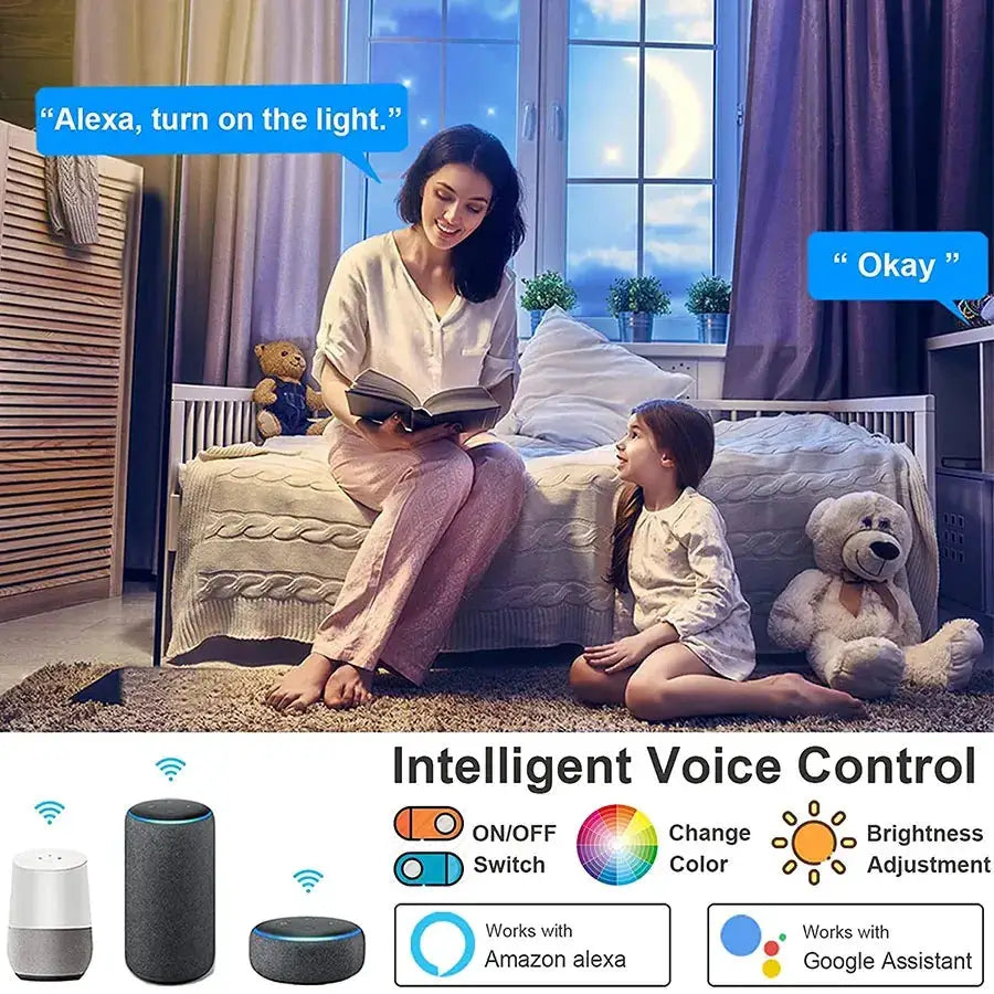 Moktan Sabai Smart WiFi RGB Ceiling Light 24W App Control in bedroom with mom and child on Tampa Home & Garden Store