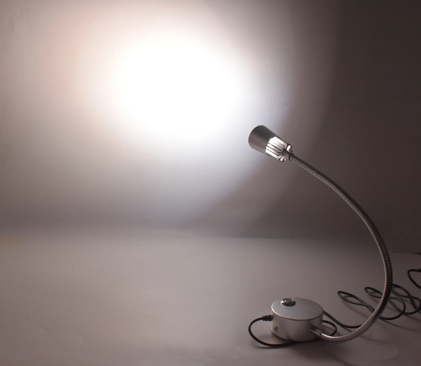 USB Wall Reading Lamp by Moktan Sabai with gooseneck, dimmable, silver metal on Tampa Home & Garden Store