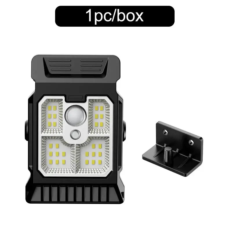 Moktan Sabai solar motion sensor clip-on LED lamp, black, 4-LED panels with mounting bracket on Tampa Home & Garden Store