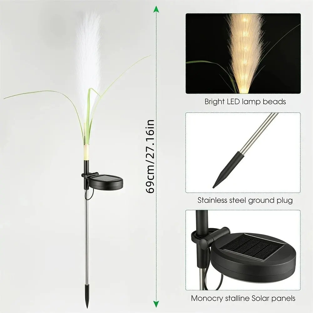 Perfecsy LED solar reed lamp on garden stake with bright LED beads and monocrystalline panel on Tampa Home & Garden Store