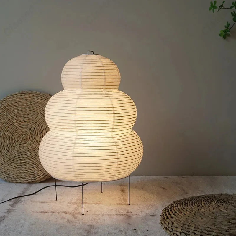 Perfecsy rice paper floor lamp with three stacked white globes, LED E27 base on Tampa Home & Garden Store