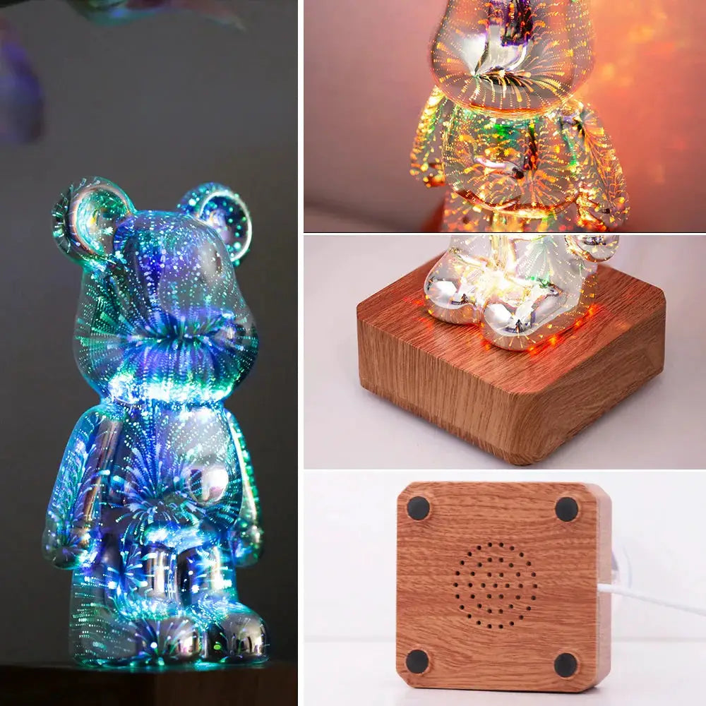 3D Firework Bear LED Night Light color-changing USB powered by Moktan Sabai for kids room on Tampa Home & Garden Store