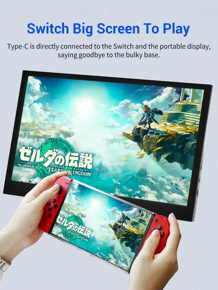 11.6 inch portable HDMI monitor for PS4/Xbox with black bezel and red Joy-Con controllers on Tampa Home & Garden Store