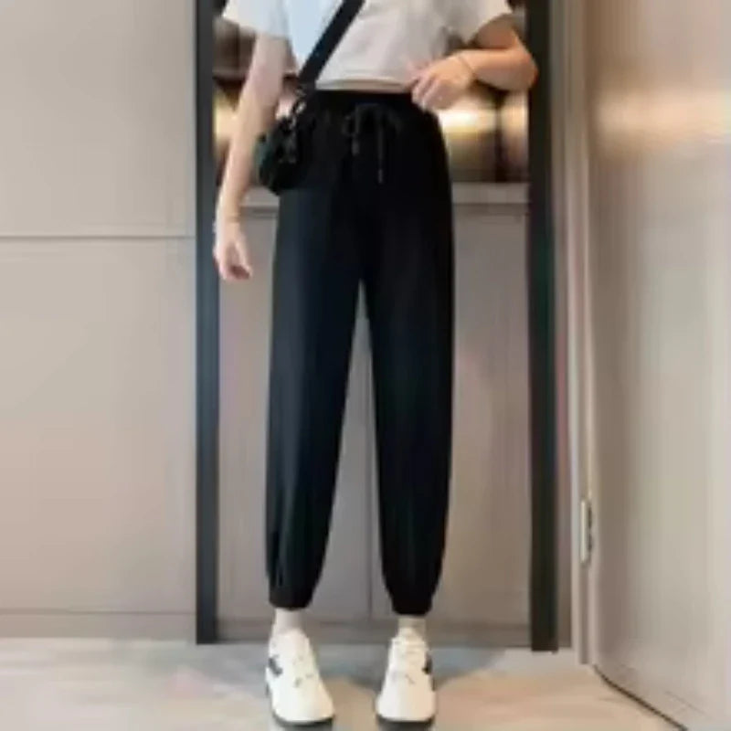 Women joggers by UpTrend Deals, oversized black drawstring sweatpants with cuffed ankles on Tampa Home & Garden Store