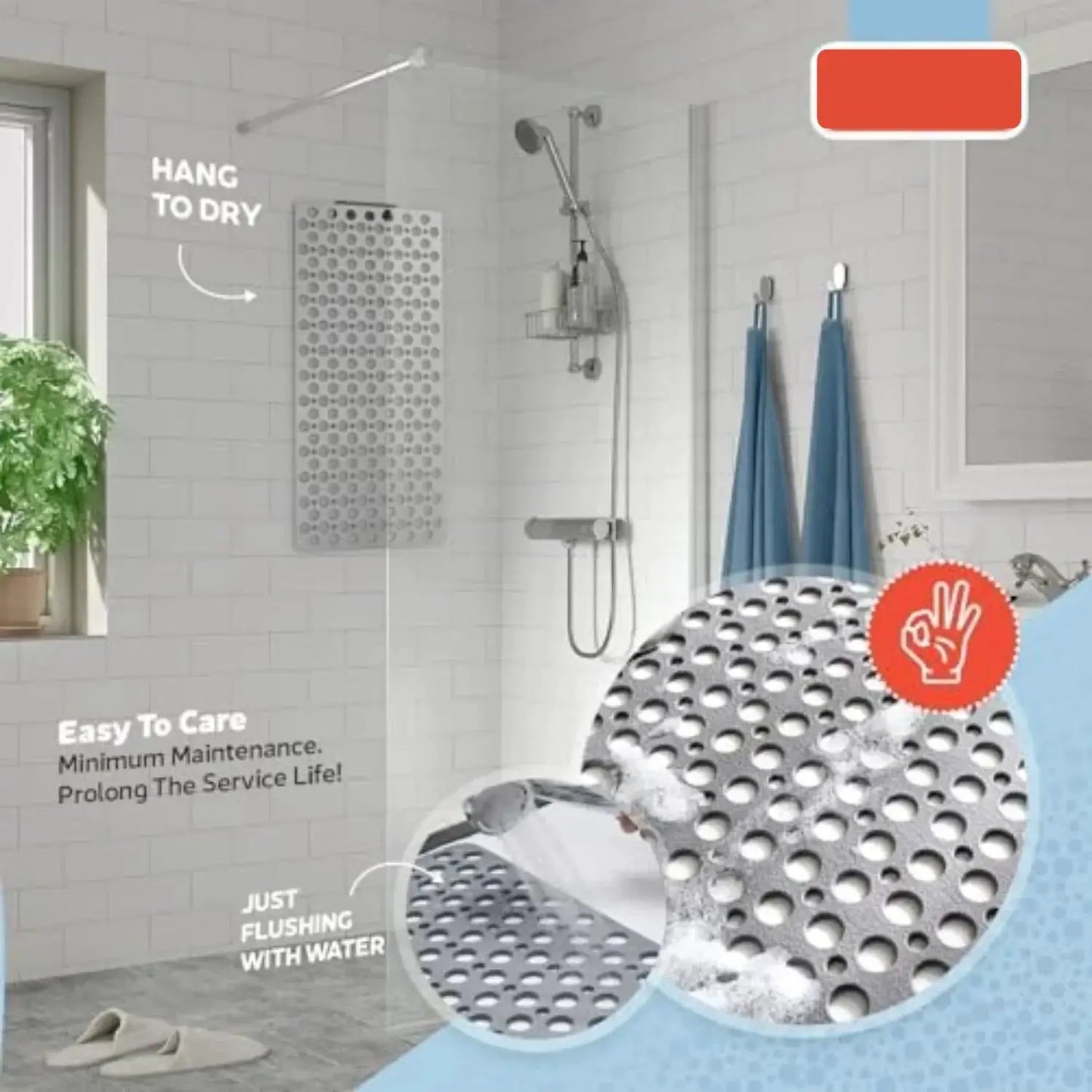 Non Slip Bathtub Mat 30x17 Inch Moktan Sabai stainless steel perforated with suction cups on Tampa Home & Garden Store