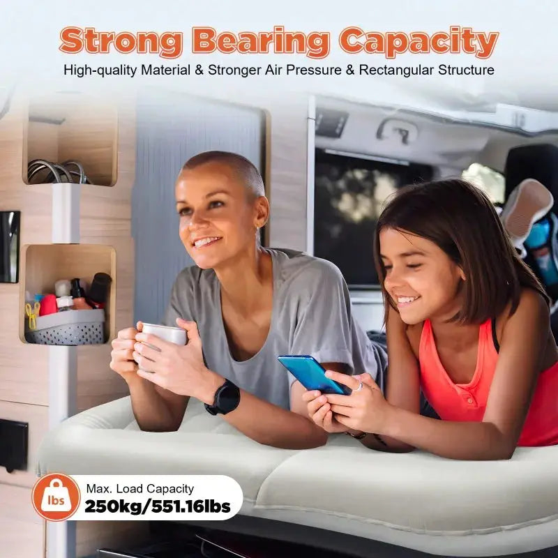 Portable Air Mattress with Pump for SUV Back Seat, gray, Moktan Sabai, for car camping on Tampa Home & Garden Store