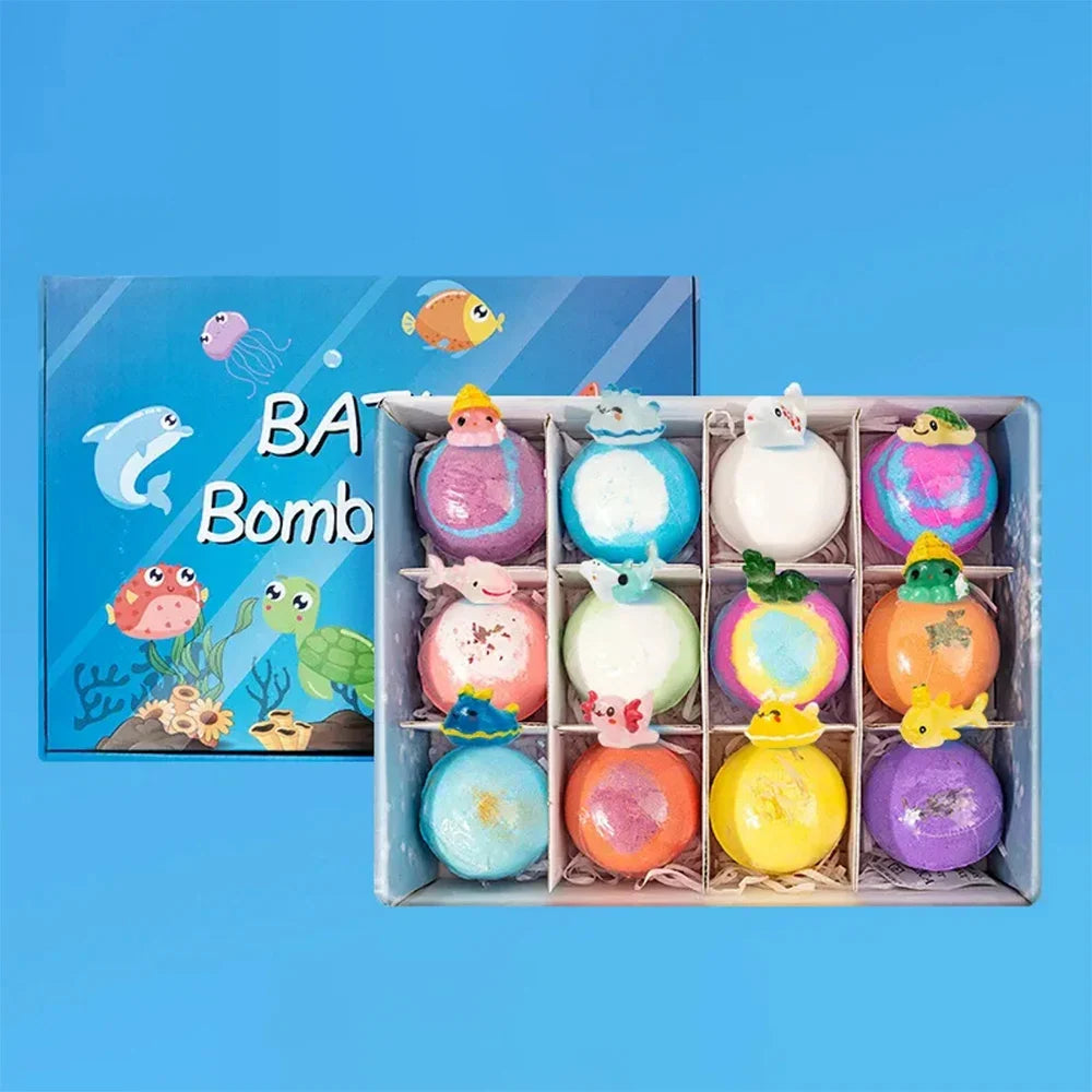 Kids bath bombs set 12-pack with colorful ocean themed bombs and surprise toys inside on Tampa Home & Garden Store